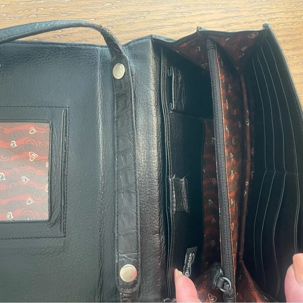 Brighton Black Croc-Embossed Crossbody Bag - Picture 5 of 11